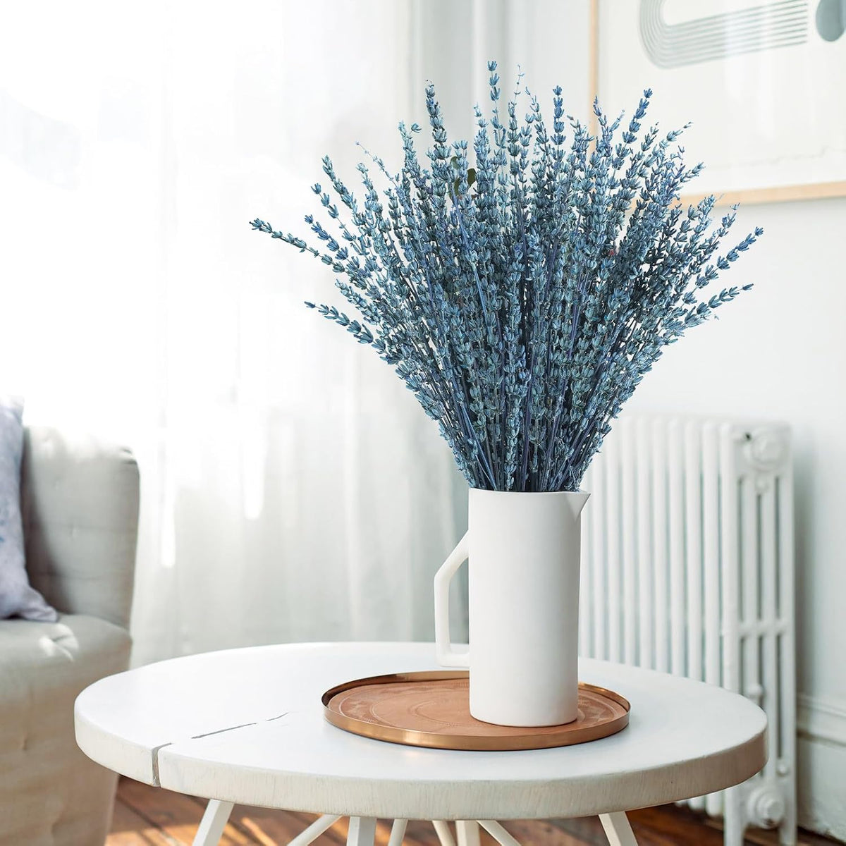Uieke Dried Lavender Flowers Bundle, 16" Dried Lavender Bouquet Blue Flowers for Shower Weeding Home Fragrance Vase Crafts Decor, 50g(1.76oz)