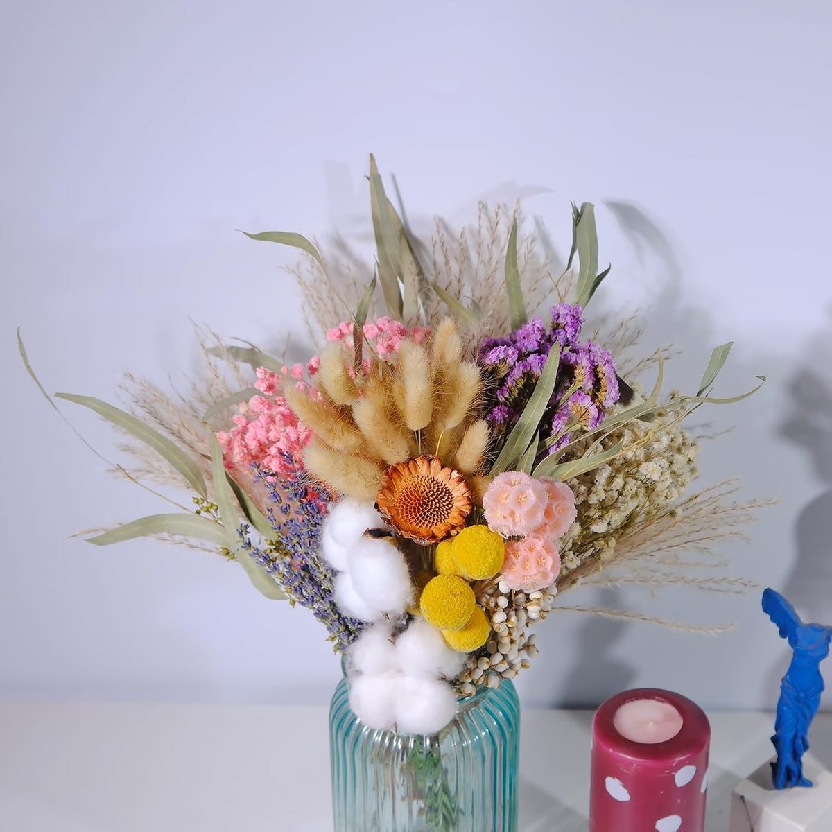 12 Kinds Natural Dried Flower Set, Bulk Dried Flowers for Vase,Mini Dried Flower Bouquets,Dried Flowers with Stems for DIY Crafts, Vase Decor,Home/Wedding/Birthday Decor(8.7-13.8in Flexible Stems)