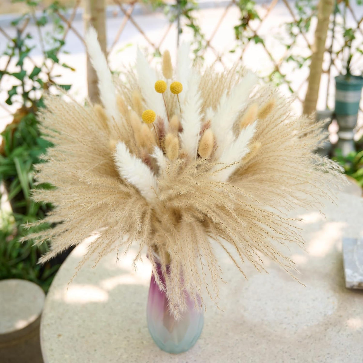 Natural Dried Pampas Grass Decor - 17.5" 100Pcs Fluffy Pampas Grass Bouquet
