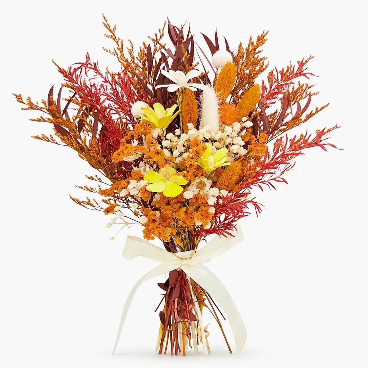17" Dried Flower Bouquets, 100% Natural Dried Flowers with Dried Roses,Bunny Tails,Chrysanthemum Flowers Decor for Vase Rustic Boho Home Decor,Party Fall Decor for Wedding Gift
