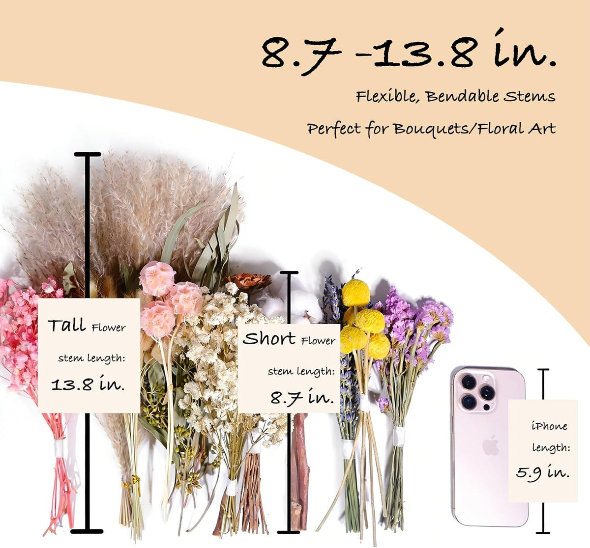 12 Kinds Natural Dried Flower Set, Bulk Dried Flowers for Vase,Mini Dried Flower Bouquets,Dried Flowers with Stems for DIY Crafts, Vase Decor,Home/Wedding/Birthday Decor(8.7-13.8in Flexible Stems)