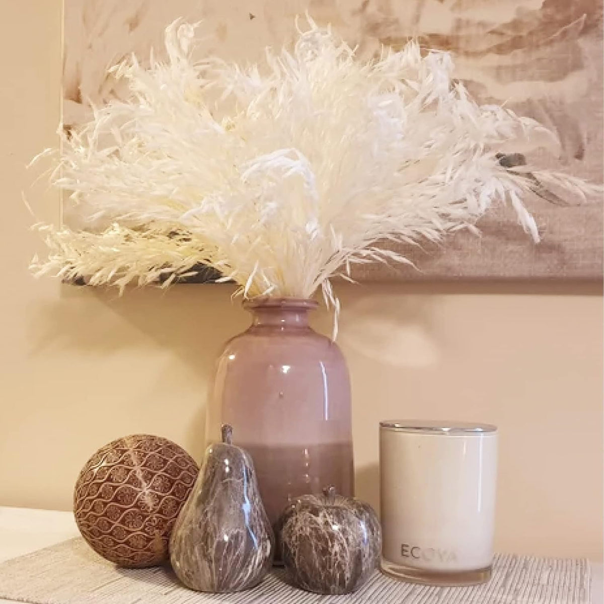40 PCS Stems Dried White Oat Flowers, 17" Natural Bleached Avena Stems