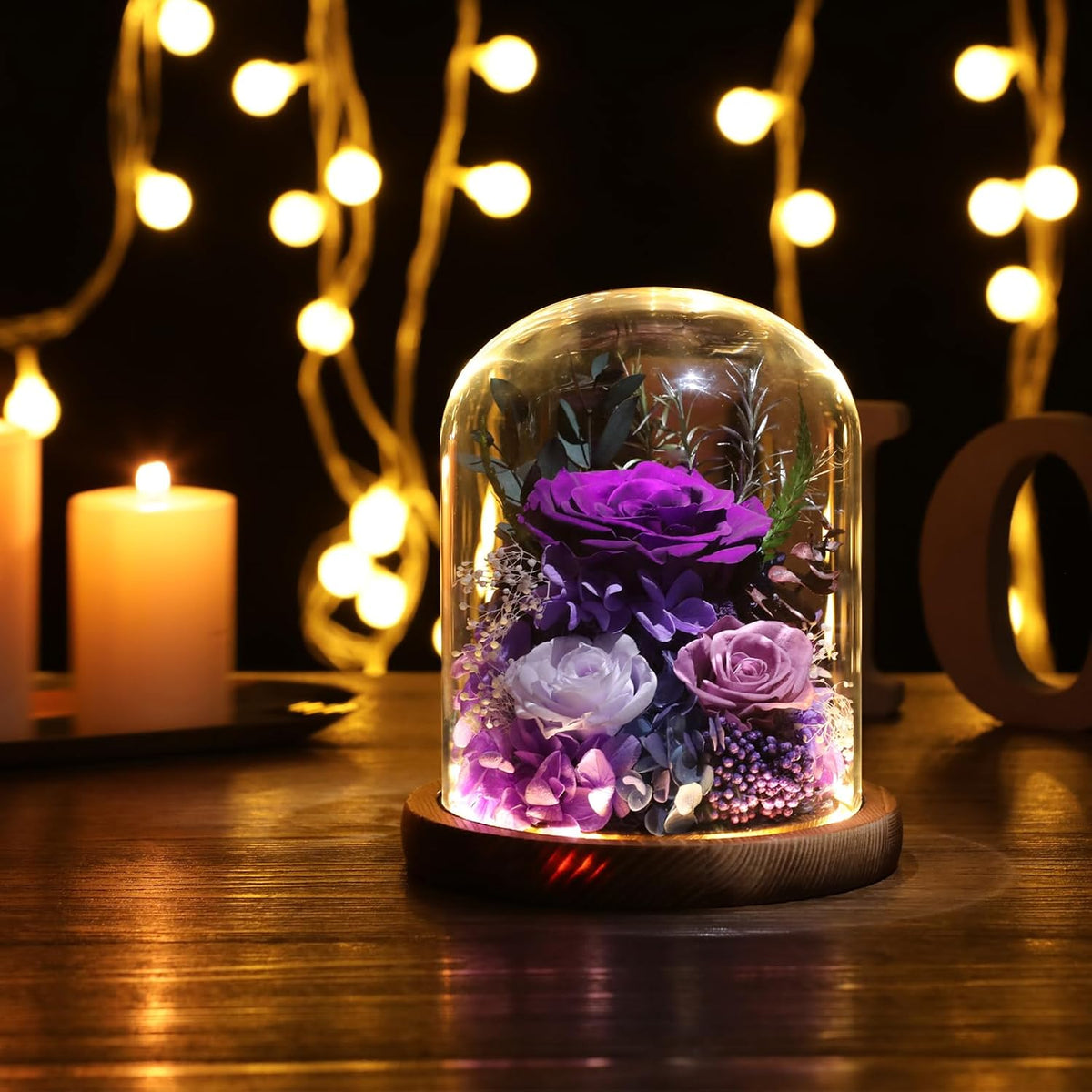 lovenfold Flowers for Delivery Preserved Rose Gifts for Women,Long-Lasting Forever Flowers in Glass Dome, Birthday Gifts for Women Mom Friend(Purple Rose)