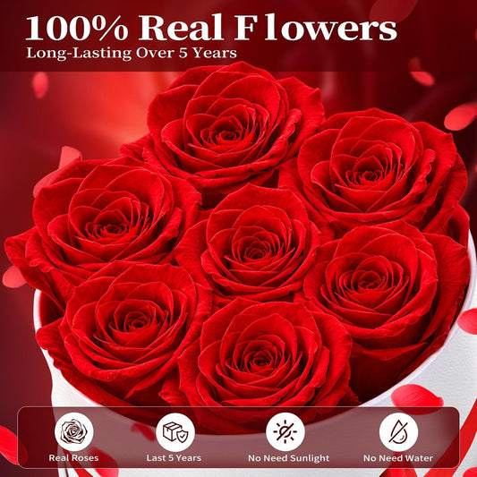 Gifts for Mom Mothers Day Birthday Gifts for Women Preserved Rose Forever Flower,7 Preserved Red Roses in a Box for Delivery,BirthdayRoses Gifts for Grandma Wife Friends Valentine’s Day Anniversary