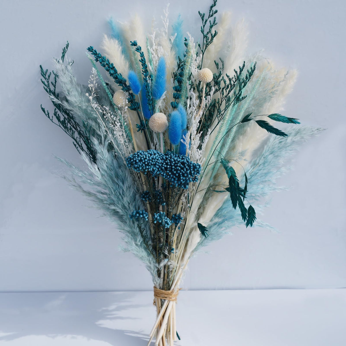 Natural Dried Pampas Grass Bouquet,17" - Boho Autumn Flower Arrangment with Millet Flower & Eucalyptus, Home, Wedding & Farmhouse Decor, DIY Assembly, Vase Not Included