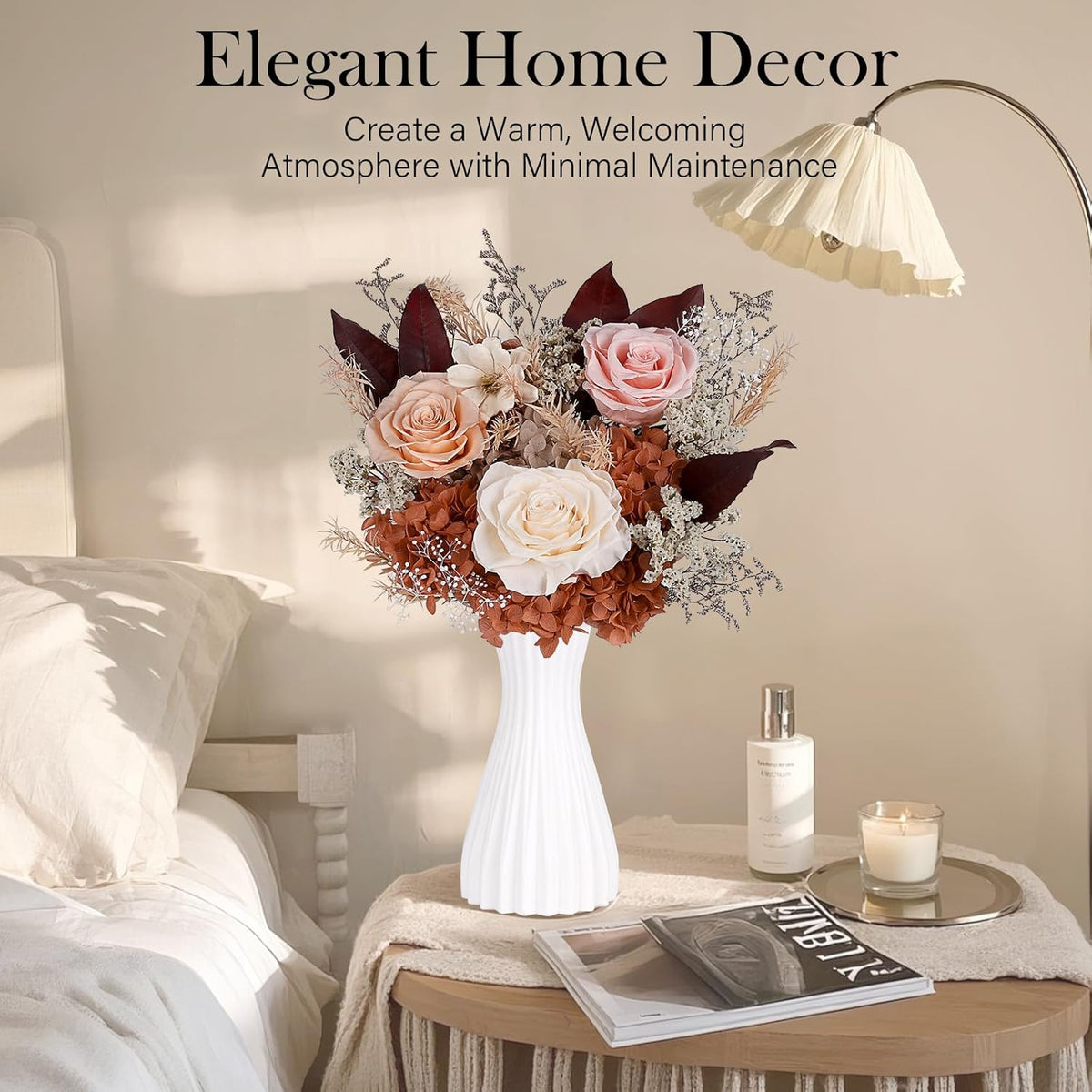 Preserved Flowers for Delivery, Champagne Flower Bouquet, Gifts for Grandma