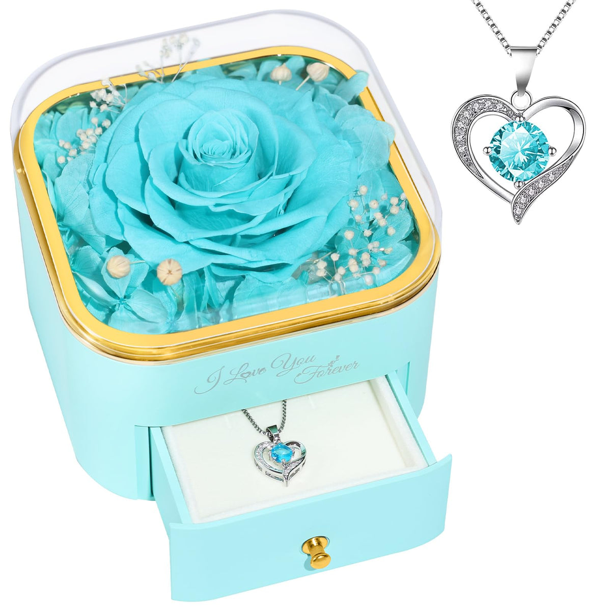 Beferr Birthday Gifts for Women Preserved Real Rose with Necklace Eternal Purple Roses Forever Flowers for Delivery Anniversary Mothers Day Flower Gifts for Mom Wife Grandma Daughter Her Girlfriend