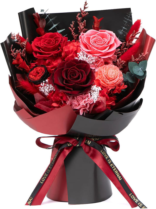 Bessol Flowers for Delivery Preserved Flower Bouquet Forever Fresh Flowers Birthday Gifts for Women Mom Anniversary Red Real Rose Gifts for Grandma Wife Girlfriend Sister Her from Daughter