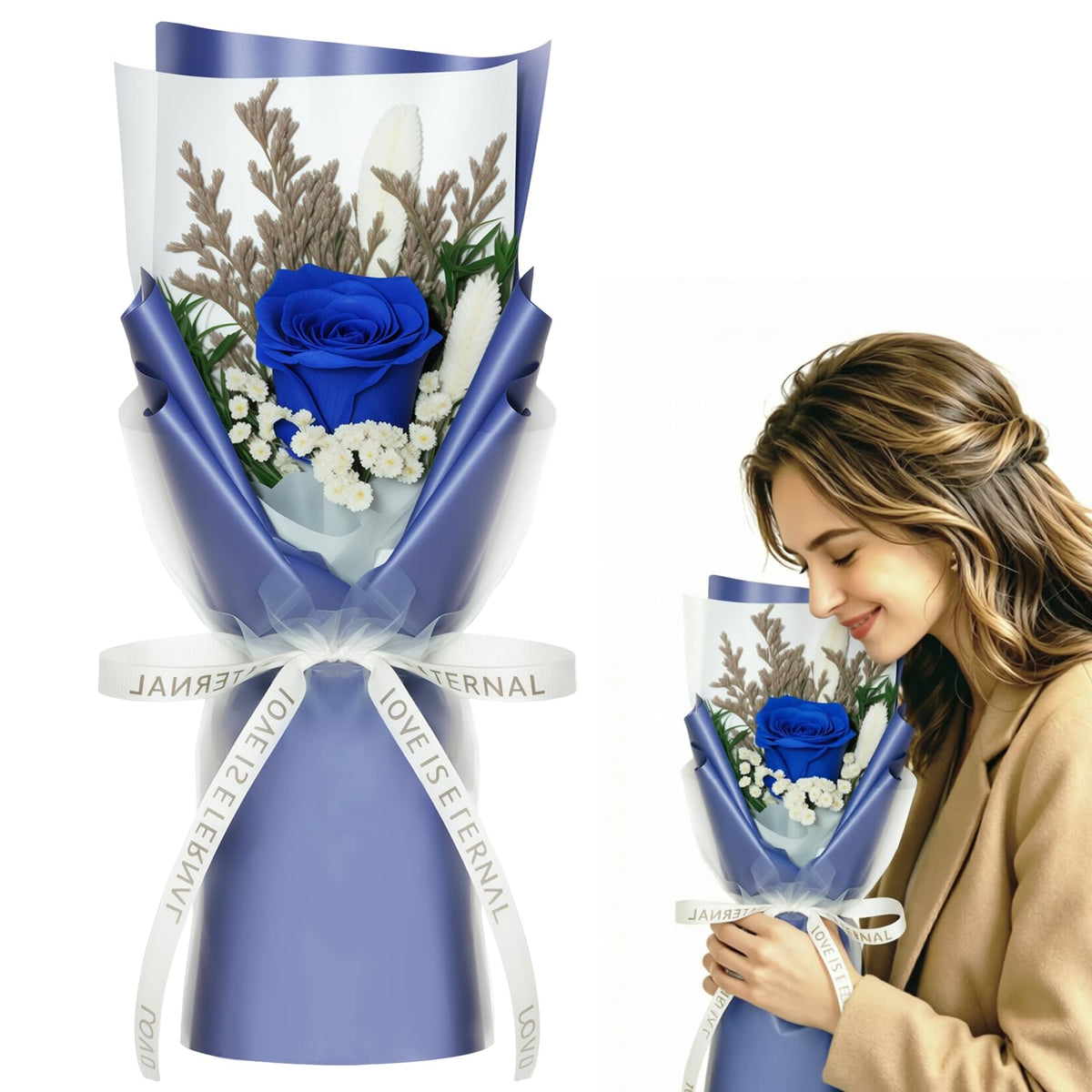 Preserved Flowers for Delivery,Purple Rose Bouquet Gift for Women and Mom,Preserved Flowers Bouquet,Birthday Flowers Gifts Grandma Wife Friends,Roses Gift Valentine’s Day Mothers Day