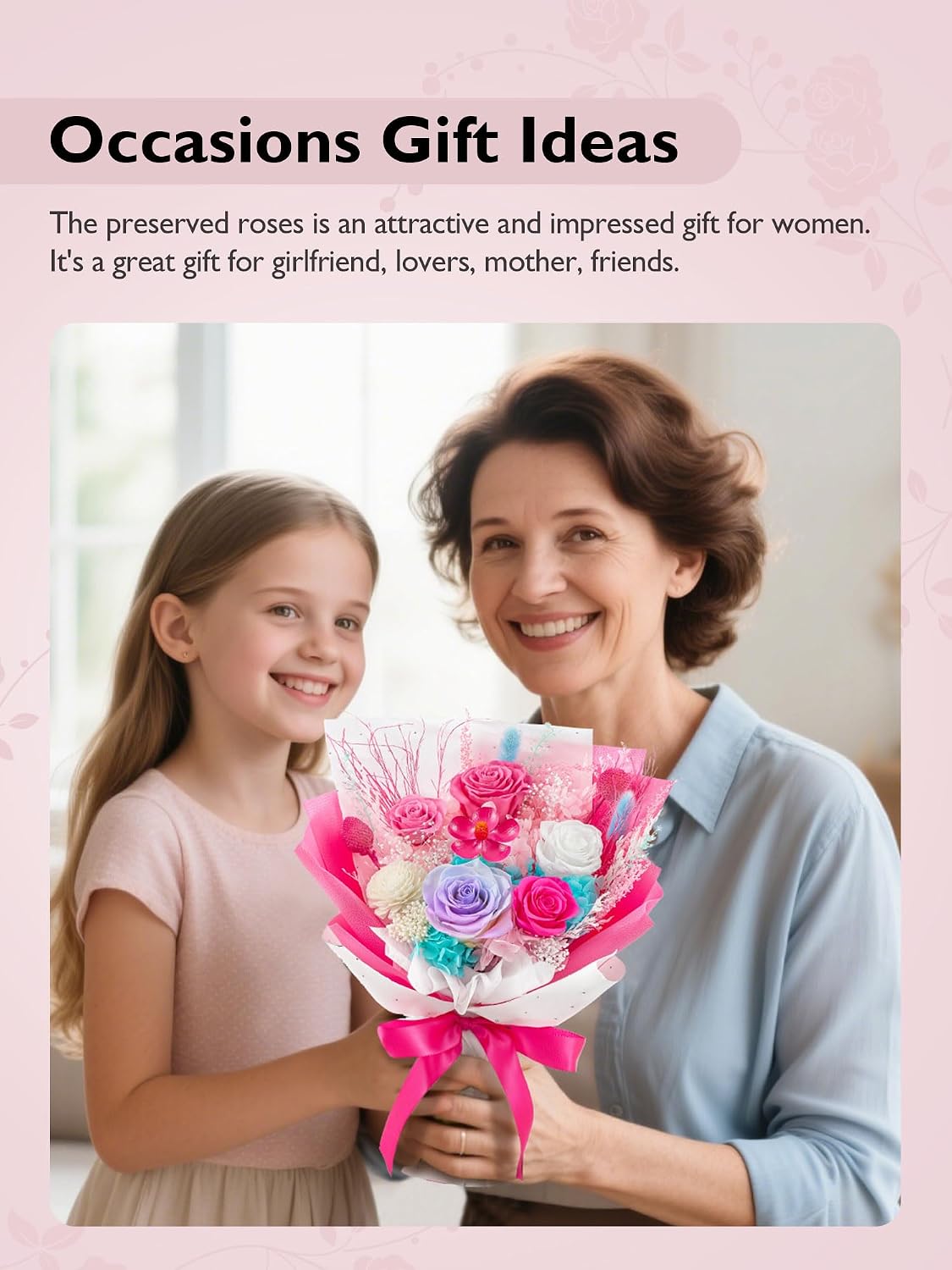 Preserved Flower Bouquet Forever Flower Flower for Delivery Prime, Hot Pink