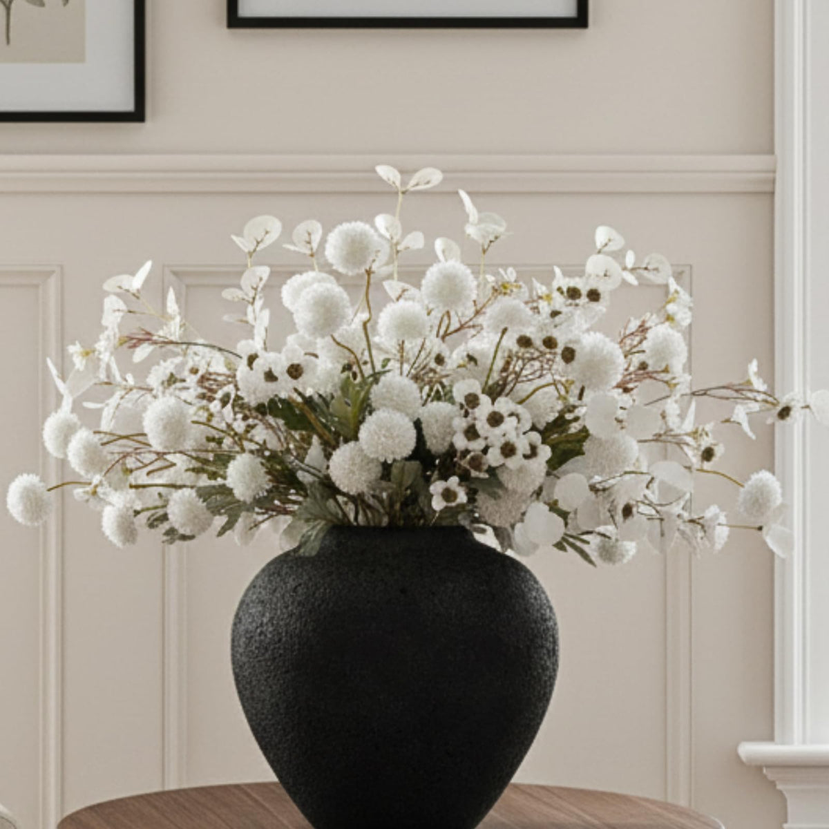 Beige Silk Flower Arrangements Decor, Large Floral Centerpieces For Tables