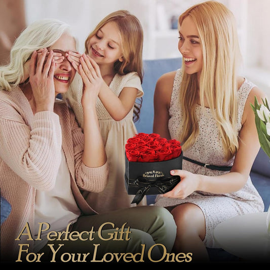 16 Preserved Flowers Rose in a Box, Gifts for Women Mom Her Wife on Mothers Day Valentines Birthday Christmas Anniversary Romantic(Red)