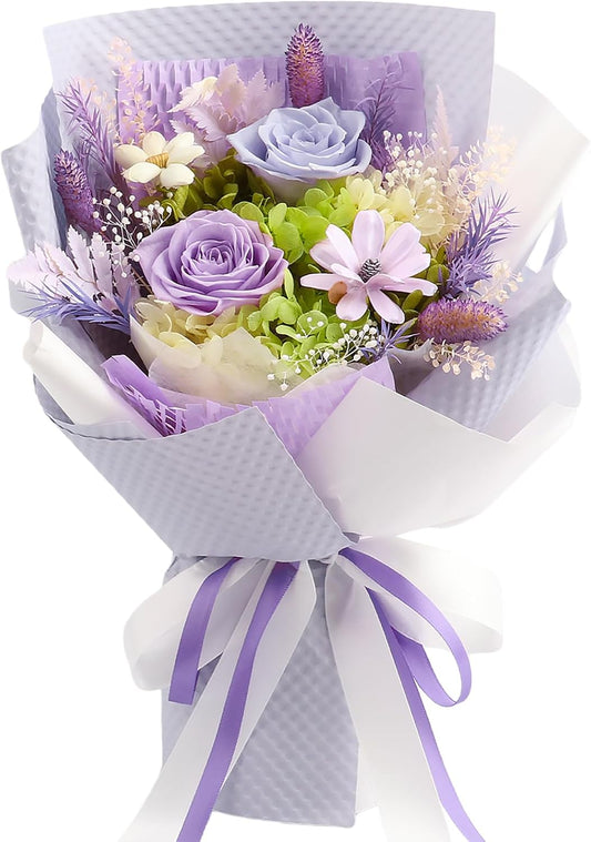 Purple Long‑Lasting Preserved Flower Bouquet with Gift Box
