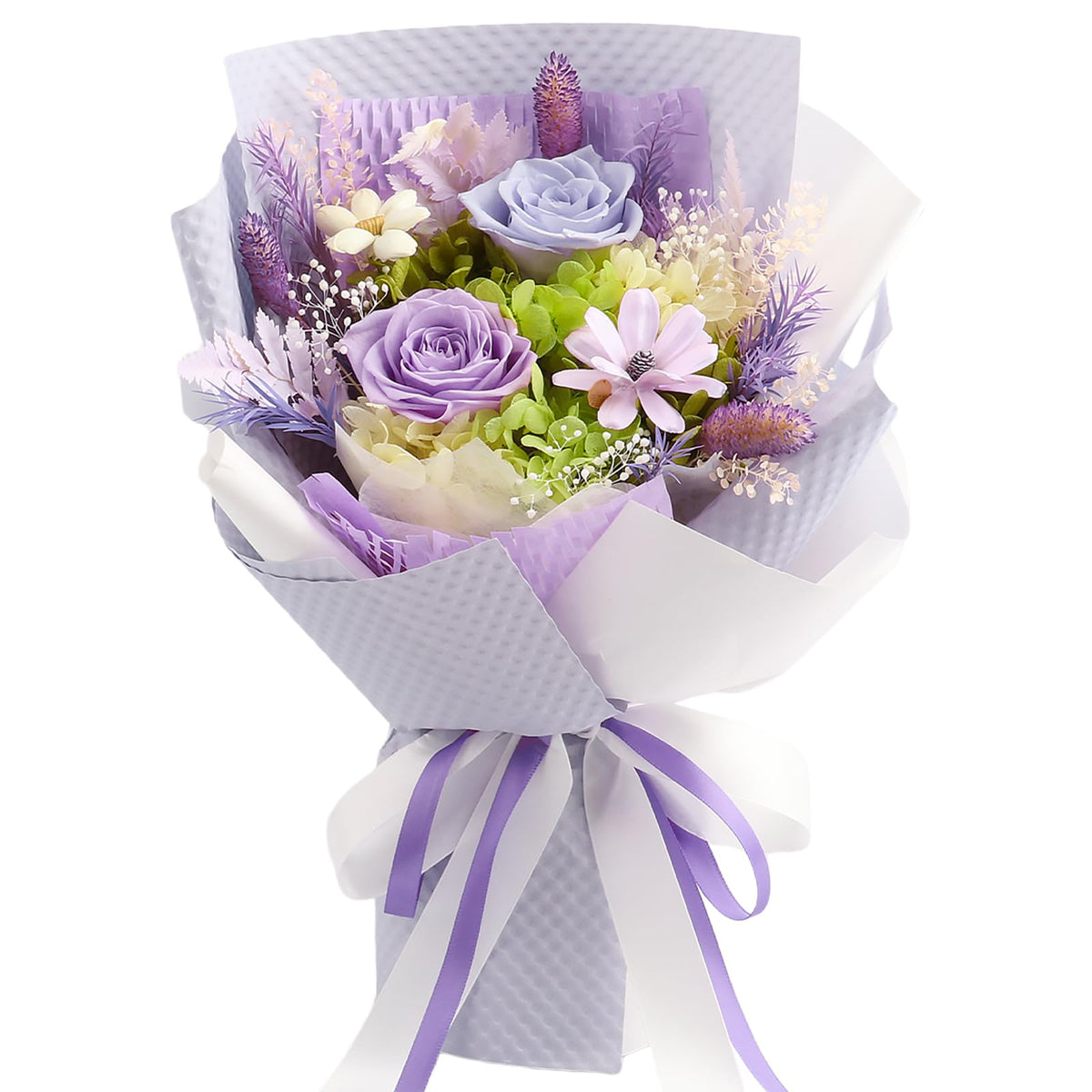 Purple Long‑Lasting Preserved Flower Bouquet with Gift Box