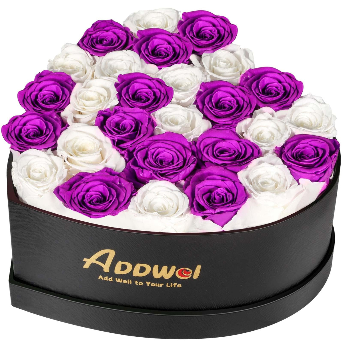 ADDWel 12 Preserved Real Roses Bouquet for Her, Forever Red Flowers with LED Lights, Anniversary Birthday Gifts for Wife Girlfriend Mom, Elegant Home Decor