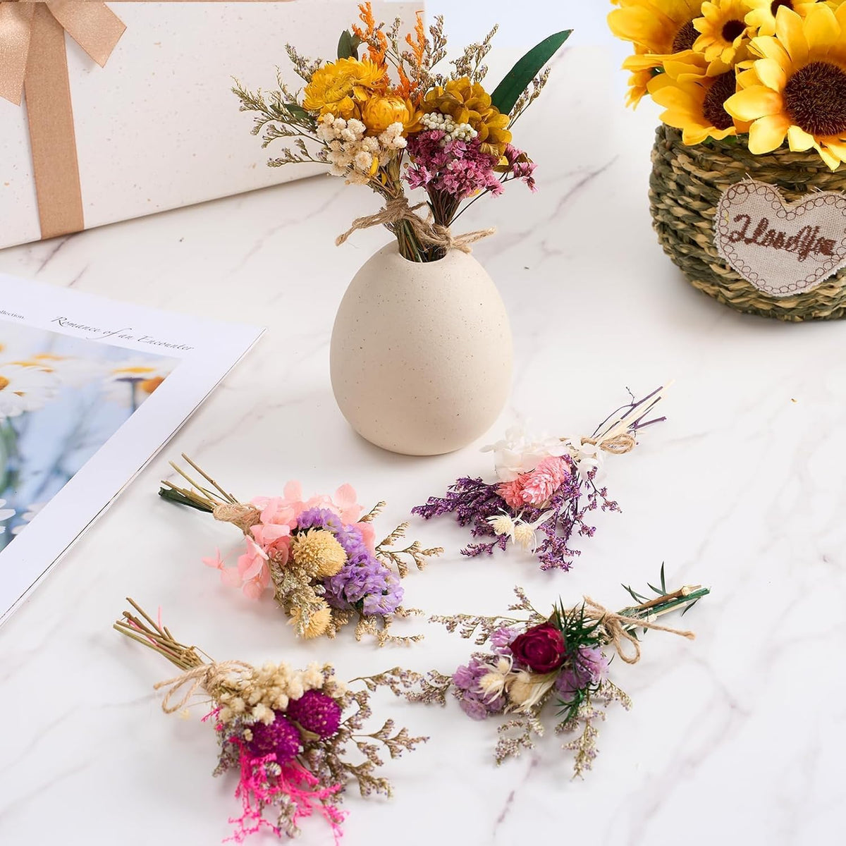 12/24 PCS Charming Mini Dried Flowers Bouquet for Vase