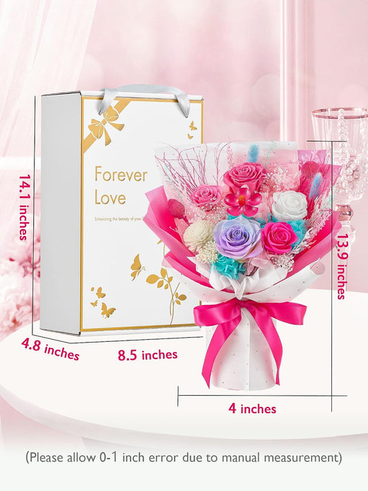 Preserved Flower Bouquet Forever Flower Flower for Delivery Prime, Hot Pink