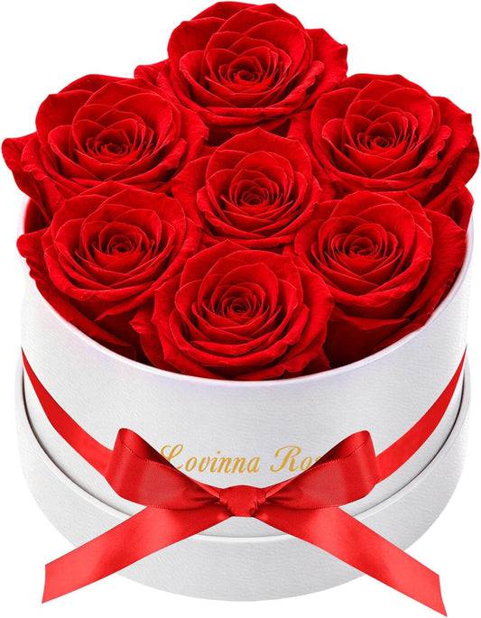 Gifts for Mom Mothers Day Birthday Gifts for Women Preserved Rose Forever Flower,7 Preserved Red Roses in a Box for Delivery,BirthdayRoses Gifts for Grandma Wife Friends Valentine’s Day Anniversary