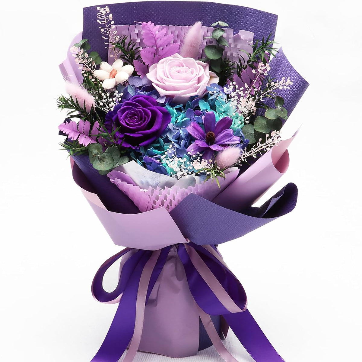 Purple Long‑Lasting Preserved Flower Bouquet with Gift Box