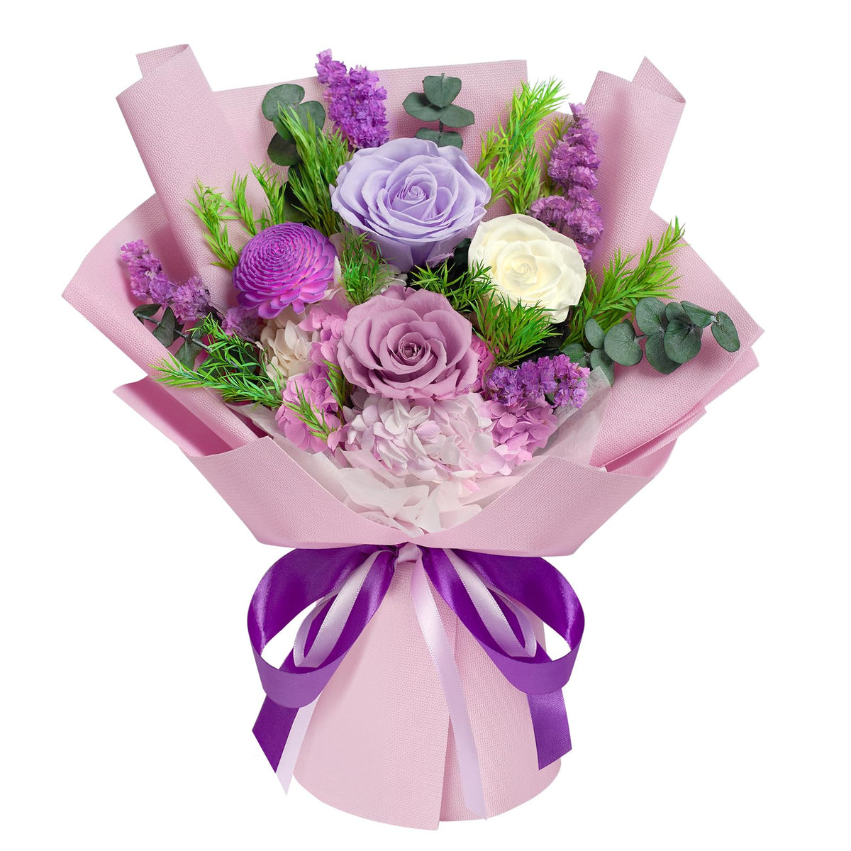 Preserved Flowers Bouquet - Birthday Gifts for Women, Real Flowers for Delivery Prime, Long-Lasting Eternal Rose for Her on Valentines Mothers Day Christmas Anniversary (Purple)