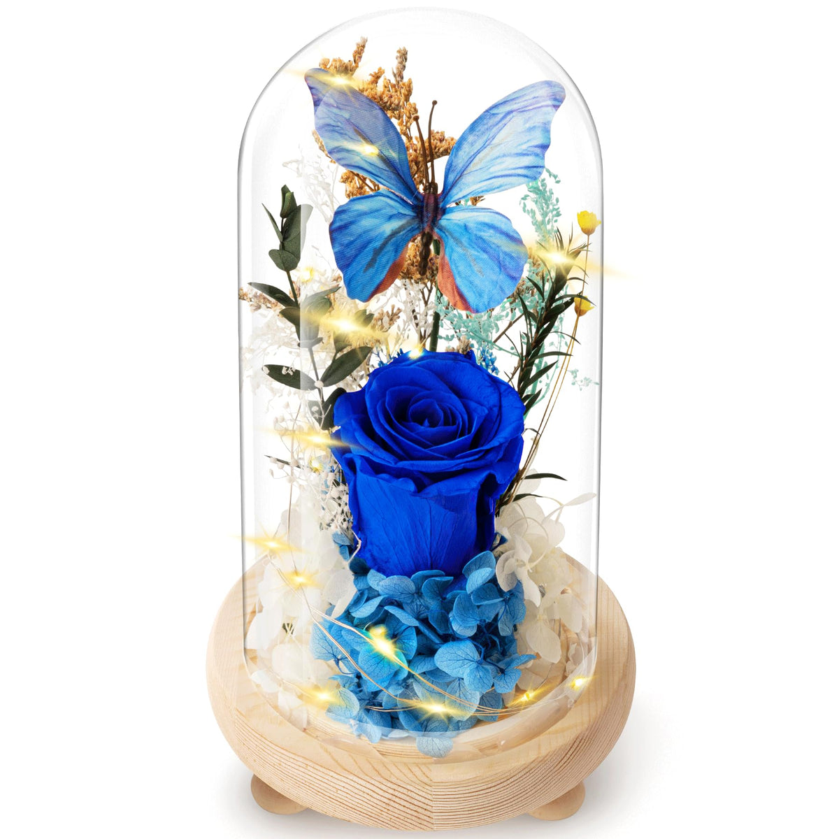 Forever Flowers Preserved Roses Prime Delivery, with Light in Glass Dome for Mom Grandma Wife Girlfriend, Purple Flower for Mother's Day, Valentine's Day, Anniversary, Birthday