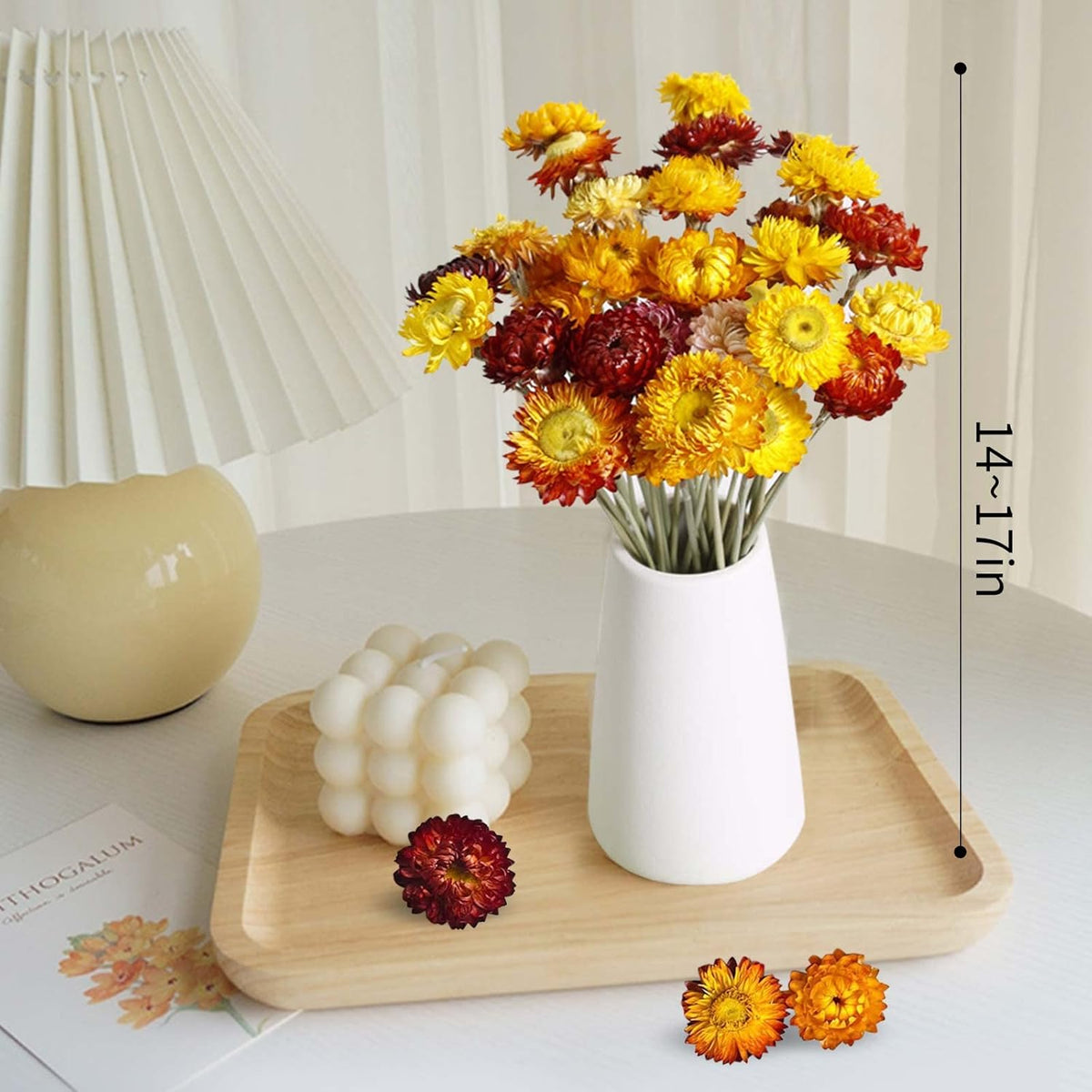 20 Pcs Dried Daisy Flower Bouquet, 17" Multicolor Fall Flowers, Vase Filler