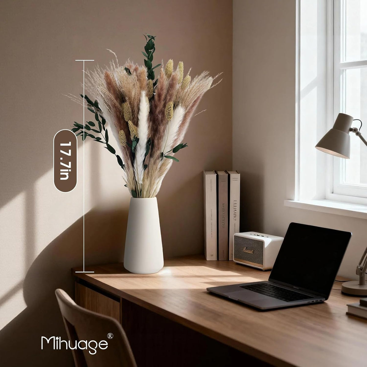 MIHUAGE Dried Flower Boho Bouquet – Exquisite Pampas Grass Bunny Tail and Eucalyptus for Home Decor Arrangements, Rustic Flowers for Your Bohemian Home, Bedroom, and Wedding Table Décor