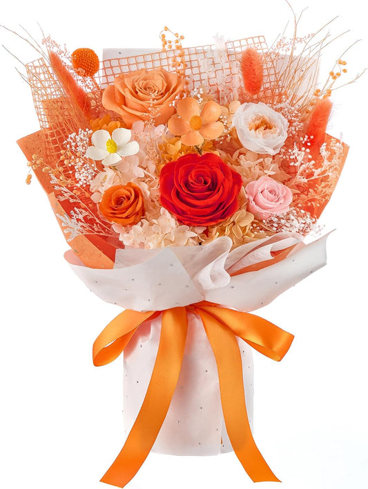 Preserved Flowers Bouquet Forever Flower Flower for Delivery Prime, Orange