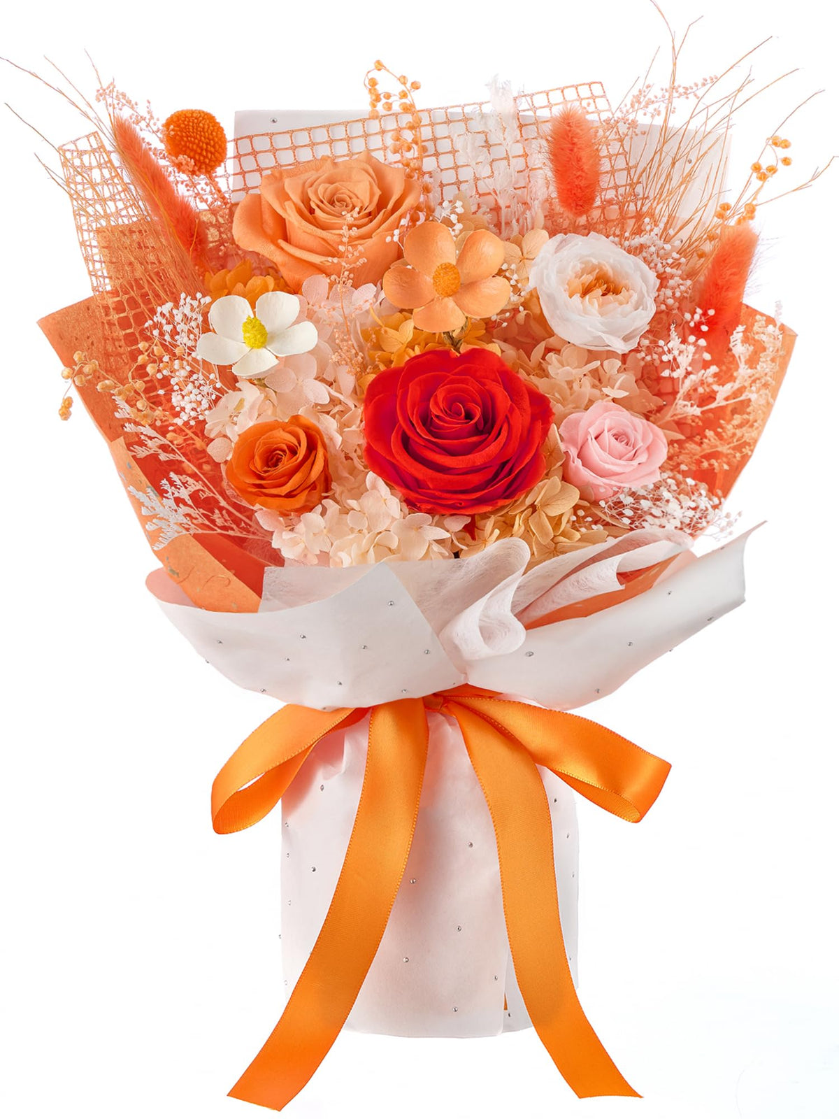 Preserved Flowers Bouquet Forever Flower Flower for Delivery Prime, Orange