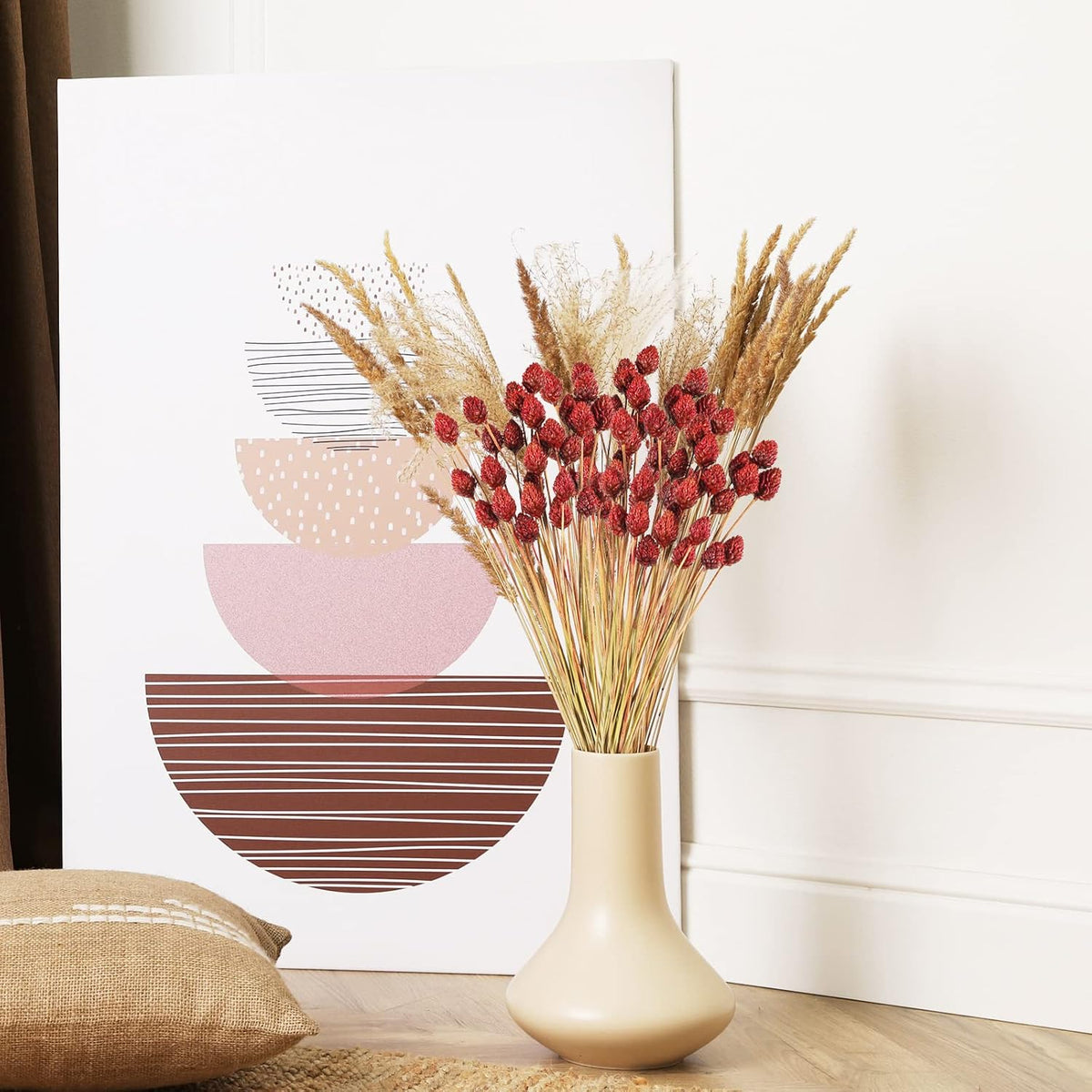 Rtteri 60 Pcs Red Dried Fall Flowers with Stems for Vase Bouquet Bulk