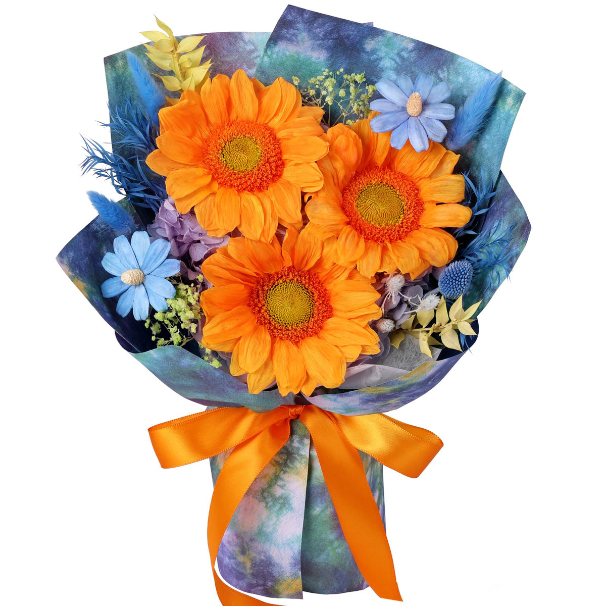 Preserved Flowers for Delivery, Orange Flower Bouquet, Gifts for Women Mom