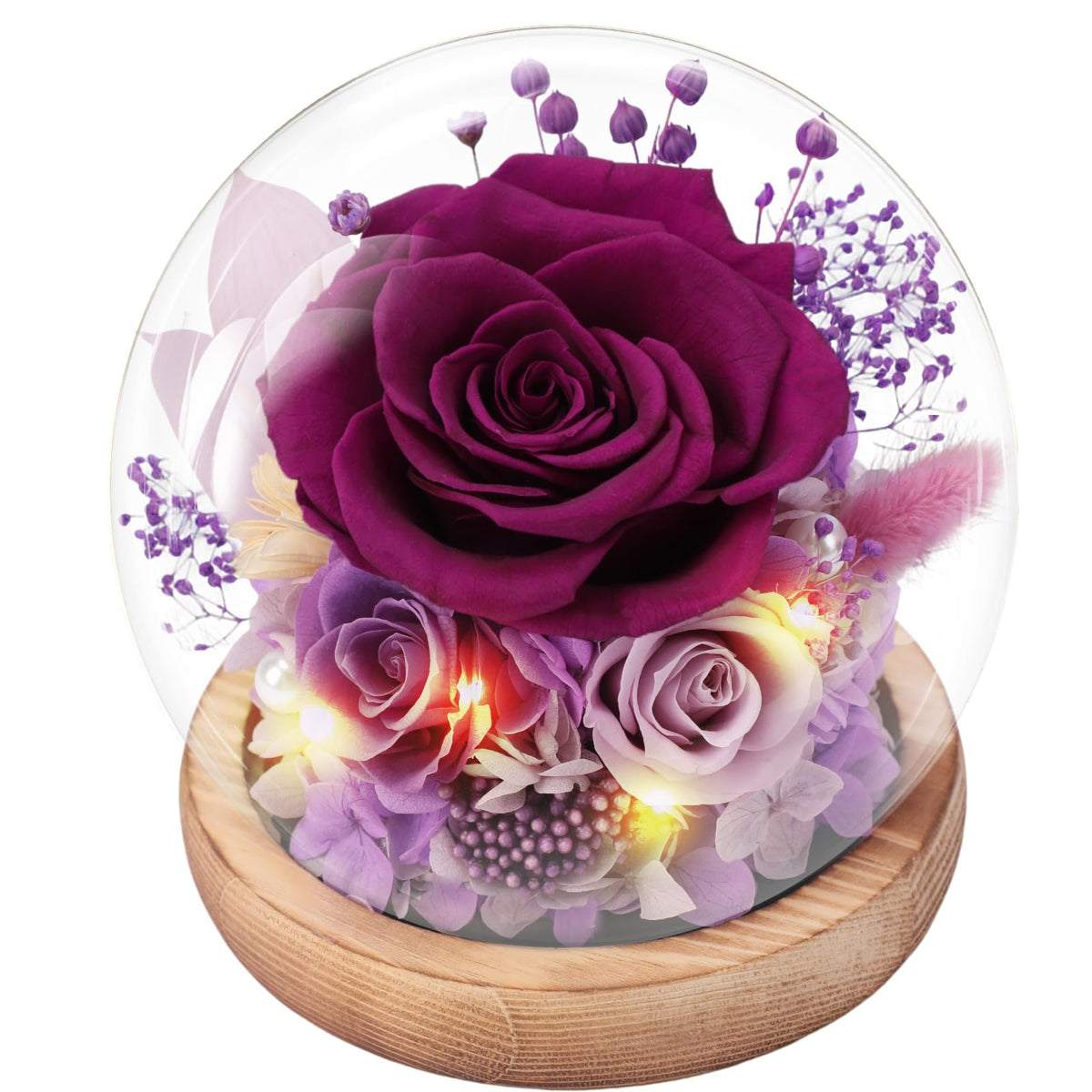 Casaido Preserved Roses Flowers for Delivery, Mothers Day Rose Gifts for Mom Her, Purple Forever Flores in Glass Dome for Wife Girlfriend Grandma, Anniversary Birthday Gift for Vanlentines Christmas
