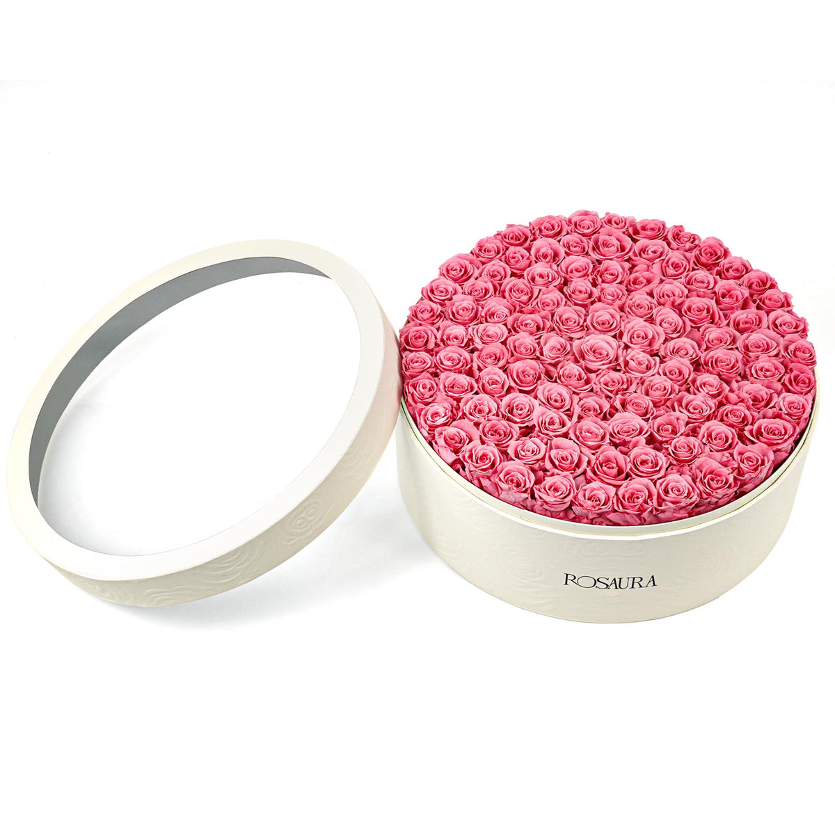 Rosaura Round Preserved Roses Gift Box (Pink, 7 Roses)