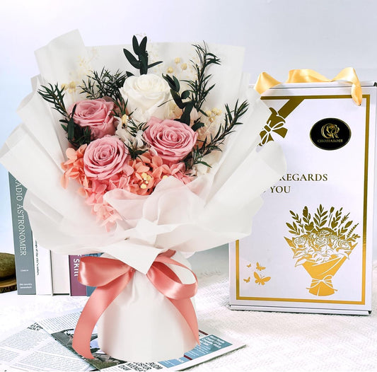 Forever Flowers for Delivery - Preserved Flowers Bouquet, Preserved Roses Bouquet Gifts for Women Anniversary Birthday Forever Pink Rose Gifts for Her Mom Grandma Wife Girlfriend Valentine