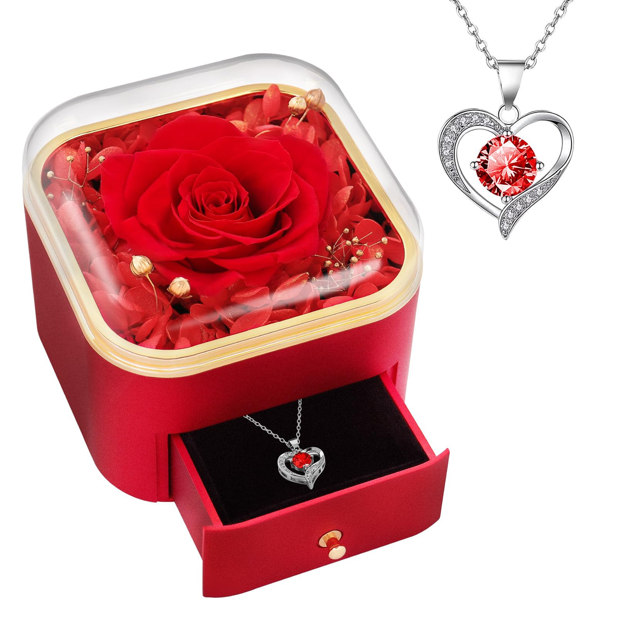 Beferr Birthday Gifts for Women Preserved Real Rose with Necklace Eternal Purple Roses Forever Flowers for Delivery Anniversary Mothers Day Flower Gifts for Mom Wife Grandma Daughter Her Girlfriend