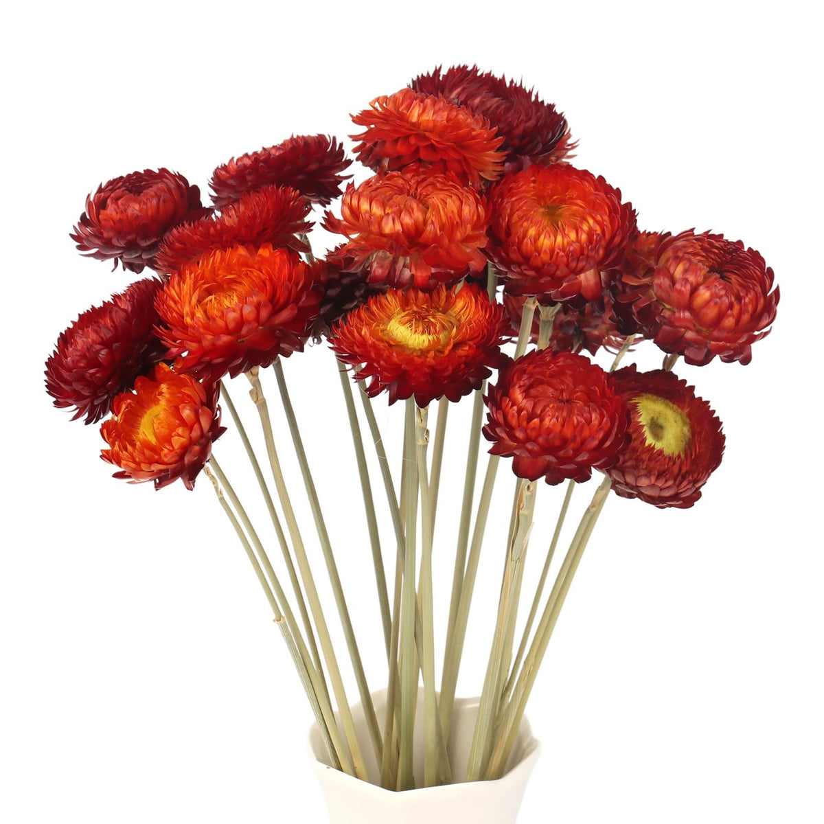 MIHUAGE Dried Flower 40PCS Daisy Bouquet 100% Natural Chrysanthemum Dry Flower with Stem for Vase Home décor Party DIY Arrangement Wheat Straw Bulk (Burgundy)