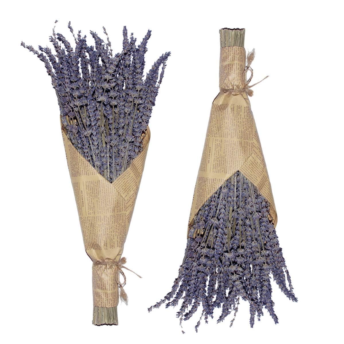 16 Inches Dried Lavender 2 Bunches Real Stems for Home Wedding Decoration