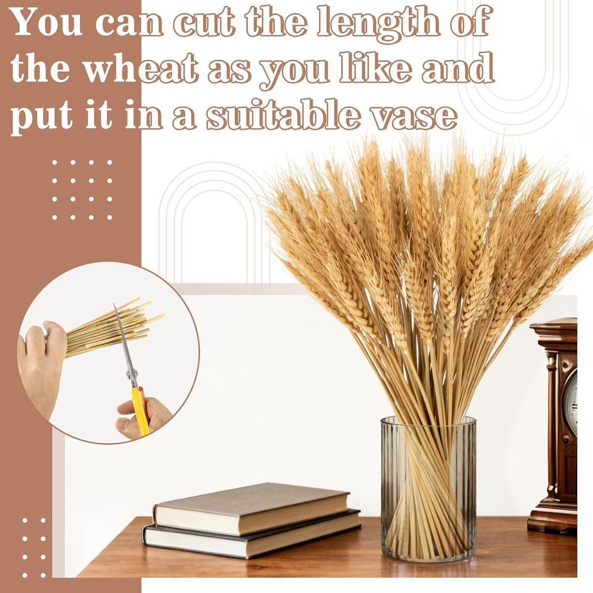 Sukh 100 Stems Dried Wheat Stalks - Boho Fall Decor for Home & Wedding