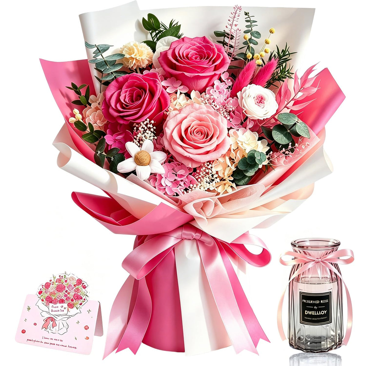 Preserved Flowers Bouquet, Purple Roses Forever Flowers for Delivery