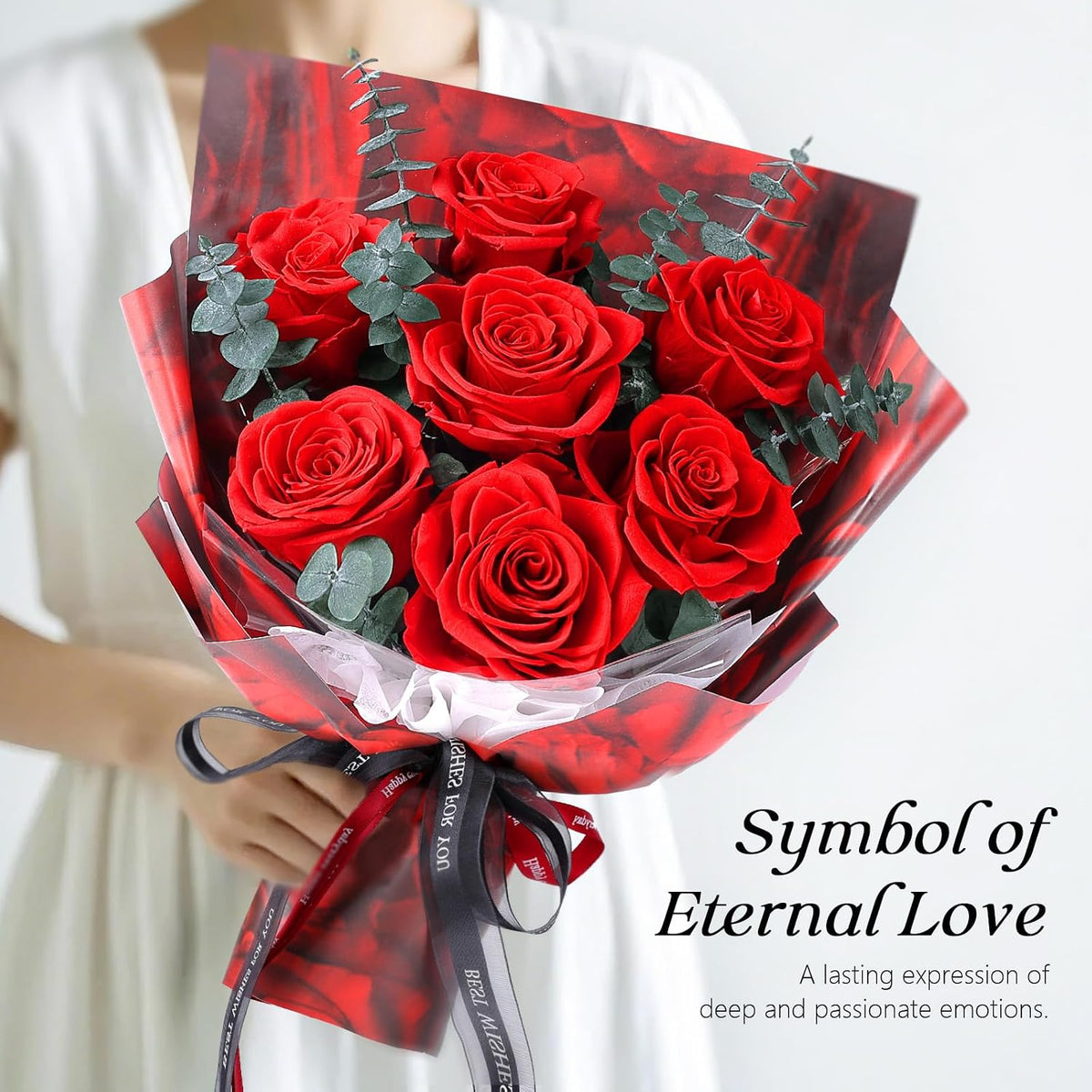 Preserved Flowers for Delivery, 7 Red Roses with Vase, Gifts for Women Her