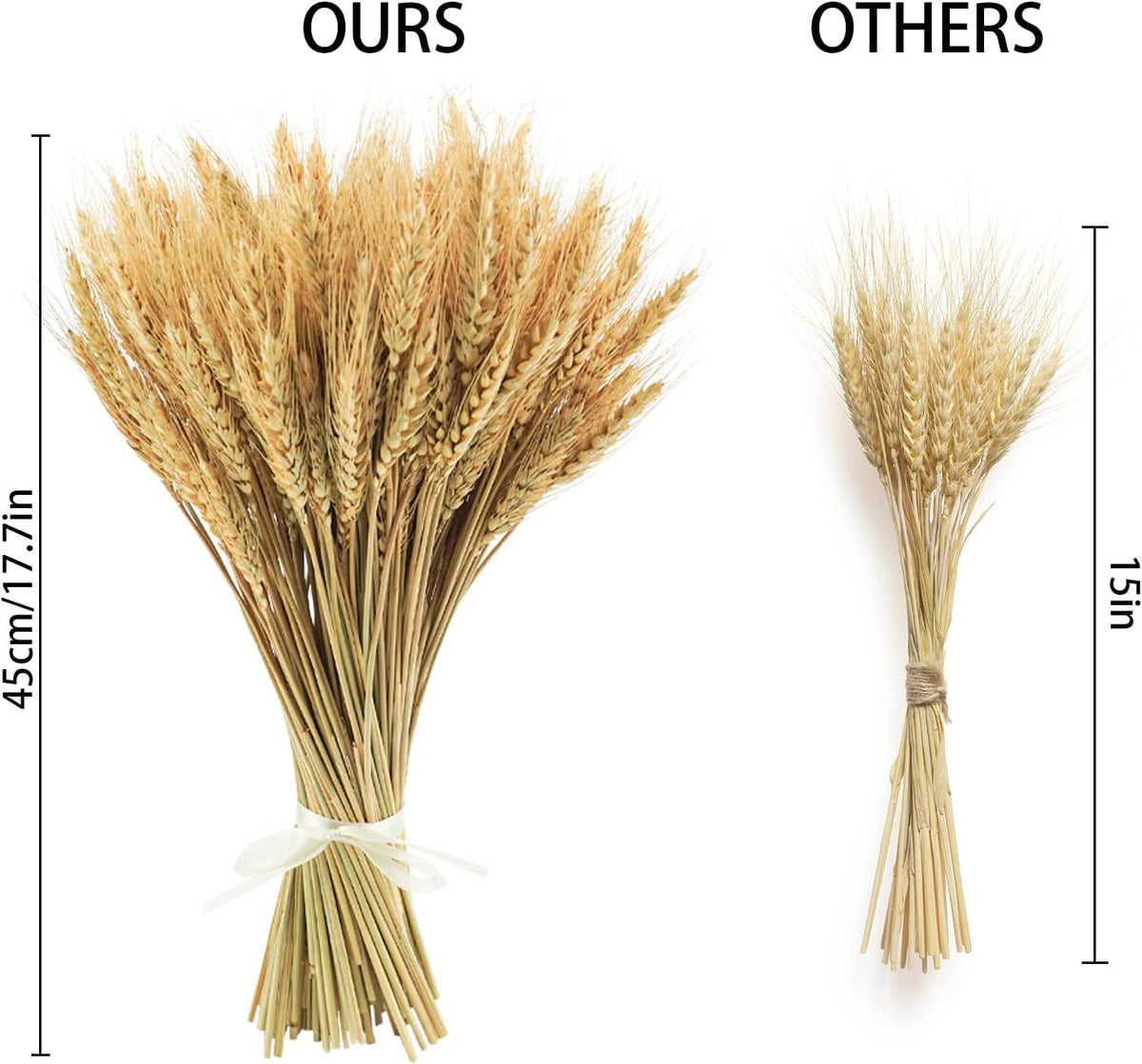 17.7 inches Dried Wheat Stalks, 100 Stems Dried Flowers 100% Natural Wheat for Home Kitchen Office Flowers Arrangement Wedding Table Farmhouse Boho Party Fall Décor