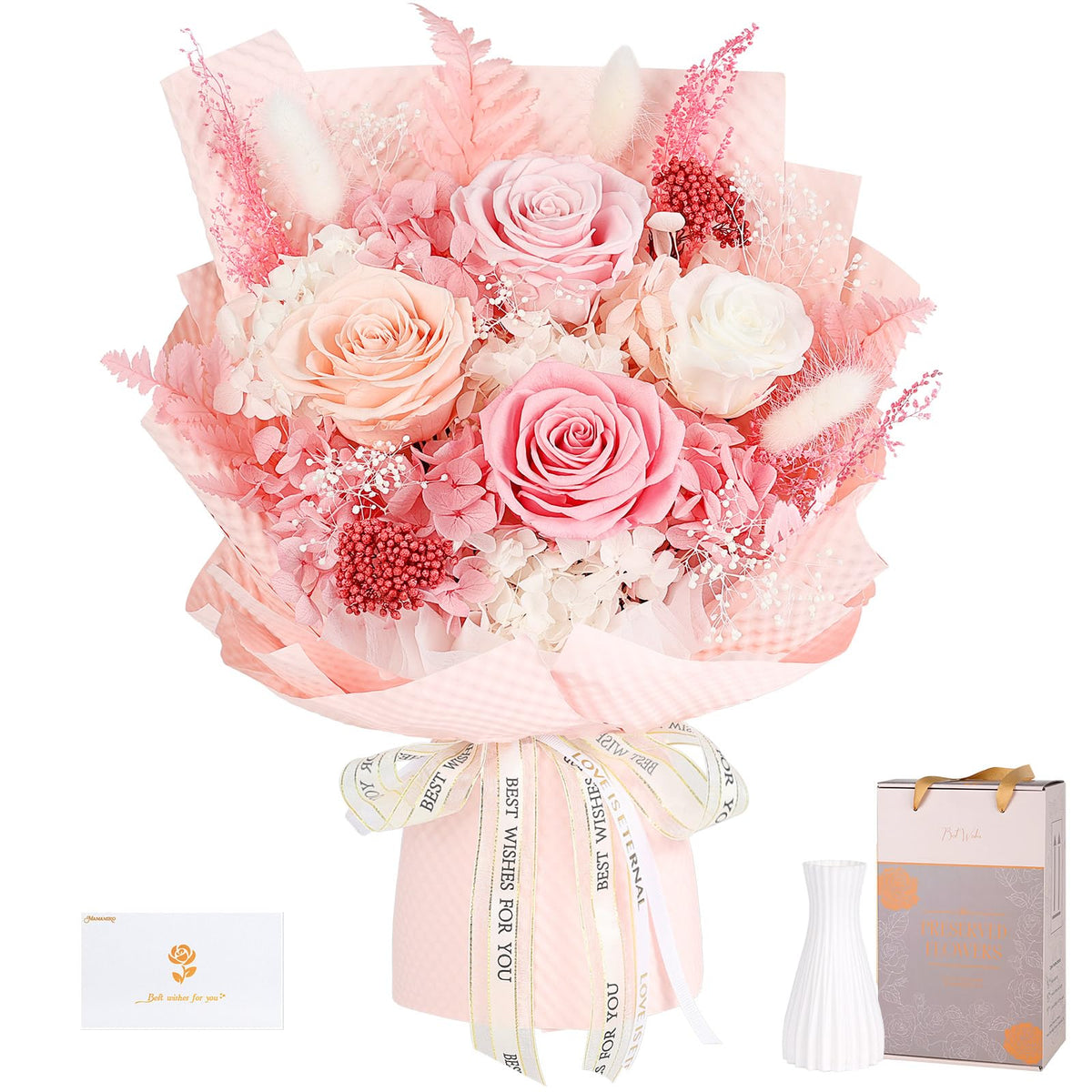 Preserved Flowers for Delivery, Champagne Flower Bouquet, Gifts for Grandma