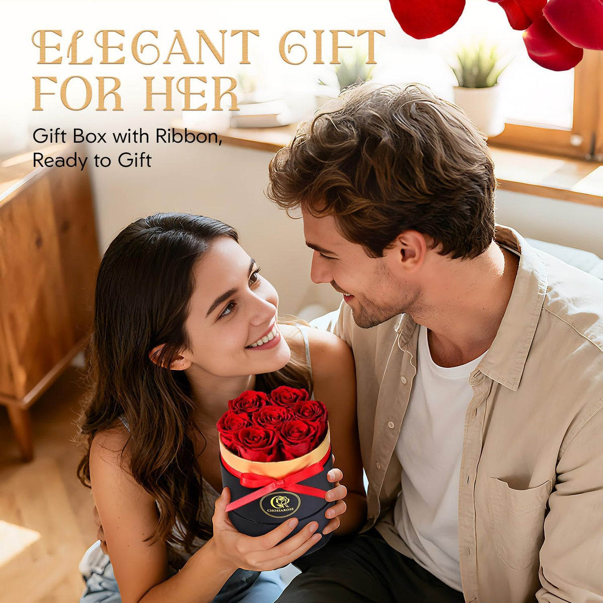 Roses Forever Flowers for Delivery - 7 Forever Preserved Roses in Box, Preserved Flowers Gifts Anniversary Birthday Gift for Mom Grandma Wife Women Valentines Rose Gift for Her Girlfriend