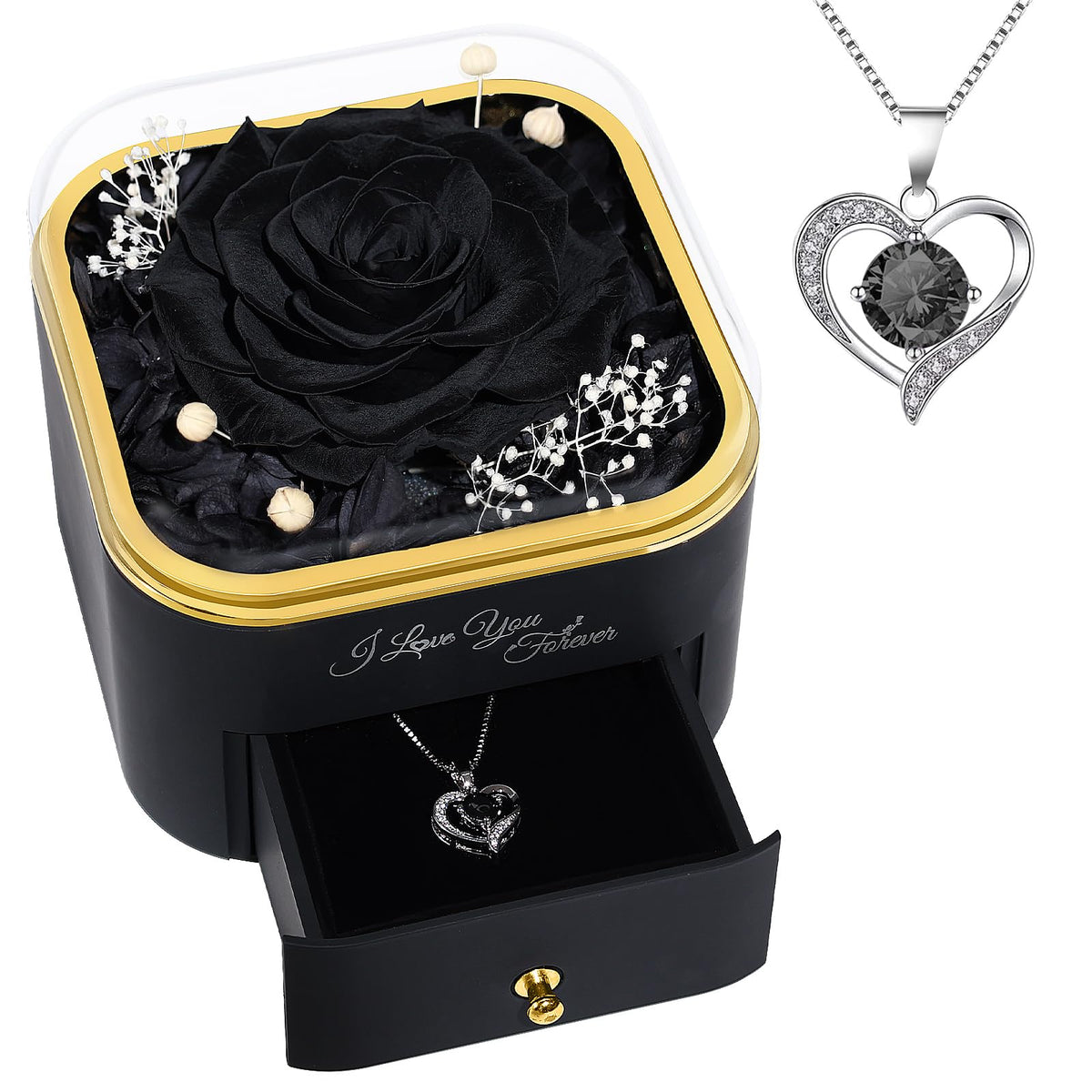Beferr Birthday Gifts for Women Preserved Real Rose with Necklace Eternal Purple Roses Forever Flowers for Delivery Anniversary Mothers Day Flower Gifts for Mom Wife Grandma Daughter Her Girlfriend