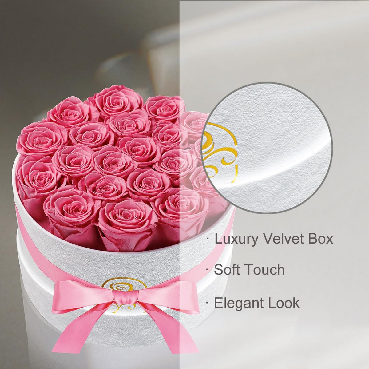 Flowers for Delivery, 20 Preserved Roses in Velvet Box, Gifts for Women