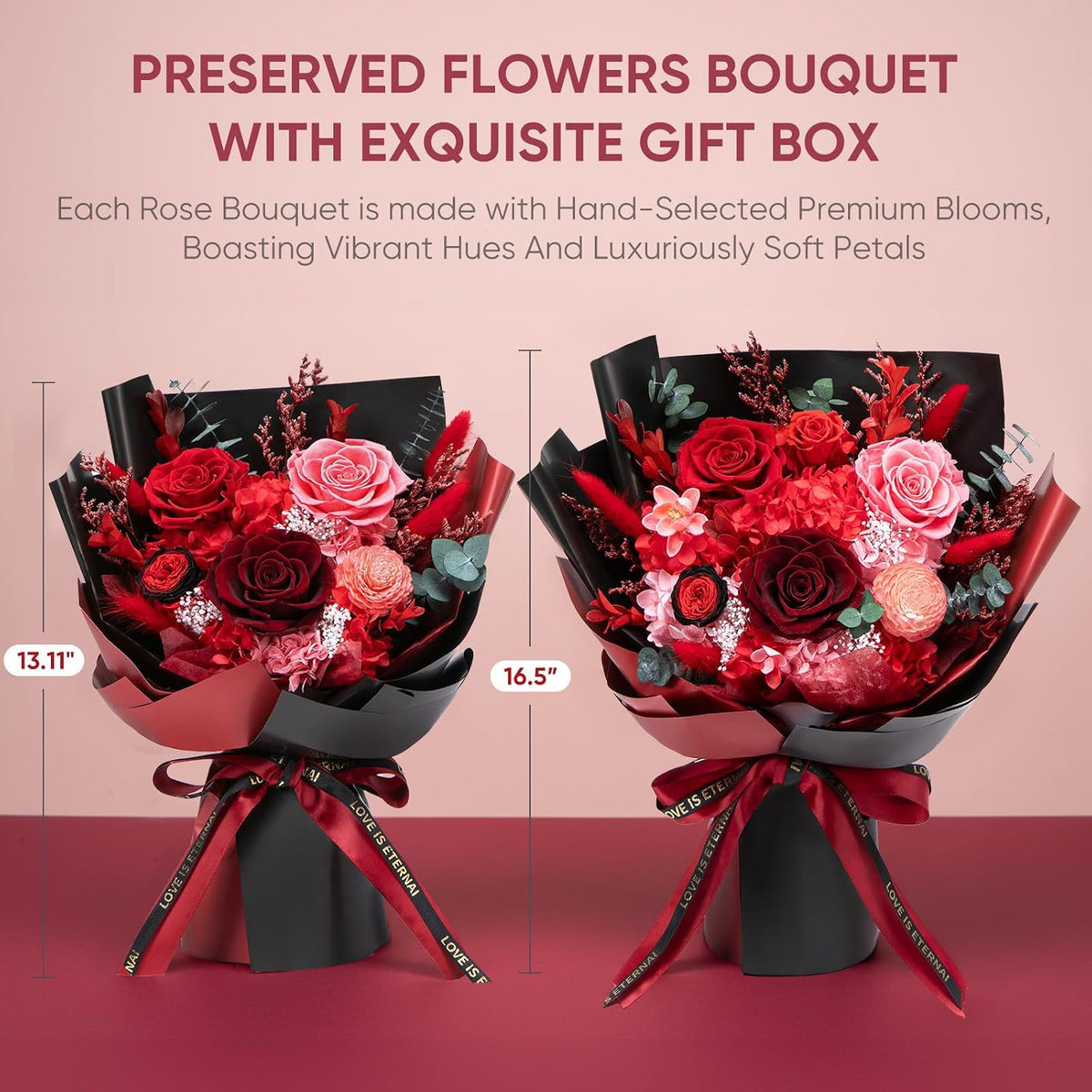Bessol Flowers for Delivery Preserved Flower Bouquet Forever Fresh Flowers Birthday Gifts for Women Mom Anniversary Red Real Rose Gifts for Grandma Wife Girlfriend Sister Her from Daughter