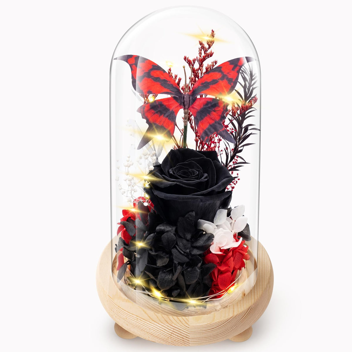 Forever Flowers Preserved Roses Prime Delivery, with Light in Glass Dome for Mom Grandma Wife Girlfriend, Purple Flower for Mother's Day, Valentine's Day, Anniversary, Birthday