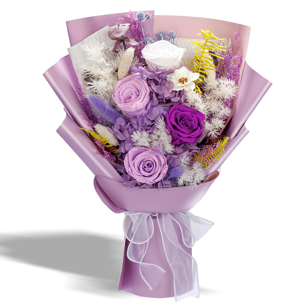 Bonsion Preserved Flowers for Delivery, Purple Rose Bouquet Gift for Women and Mom, Long Lasting Floral Arrangement for Birthday & Anniversary