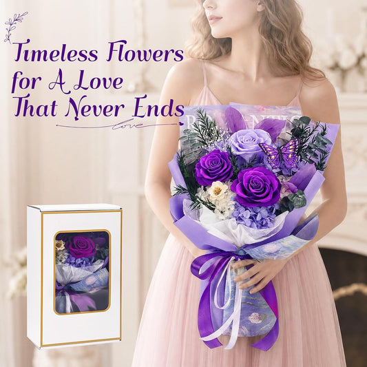 Preserved Flowers for Delivery, Birthday Flower Gifts for Women Mom Friends