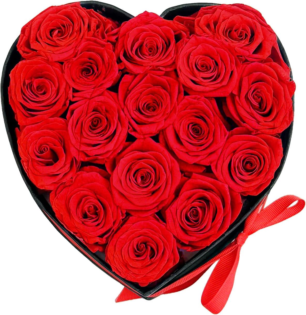 Preserved Roses Heart Shape Box Forever Flowers(Red 16 Roses)